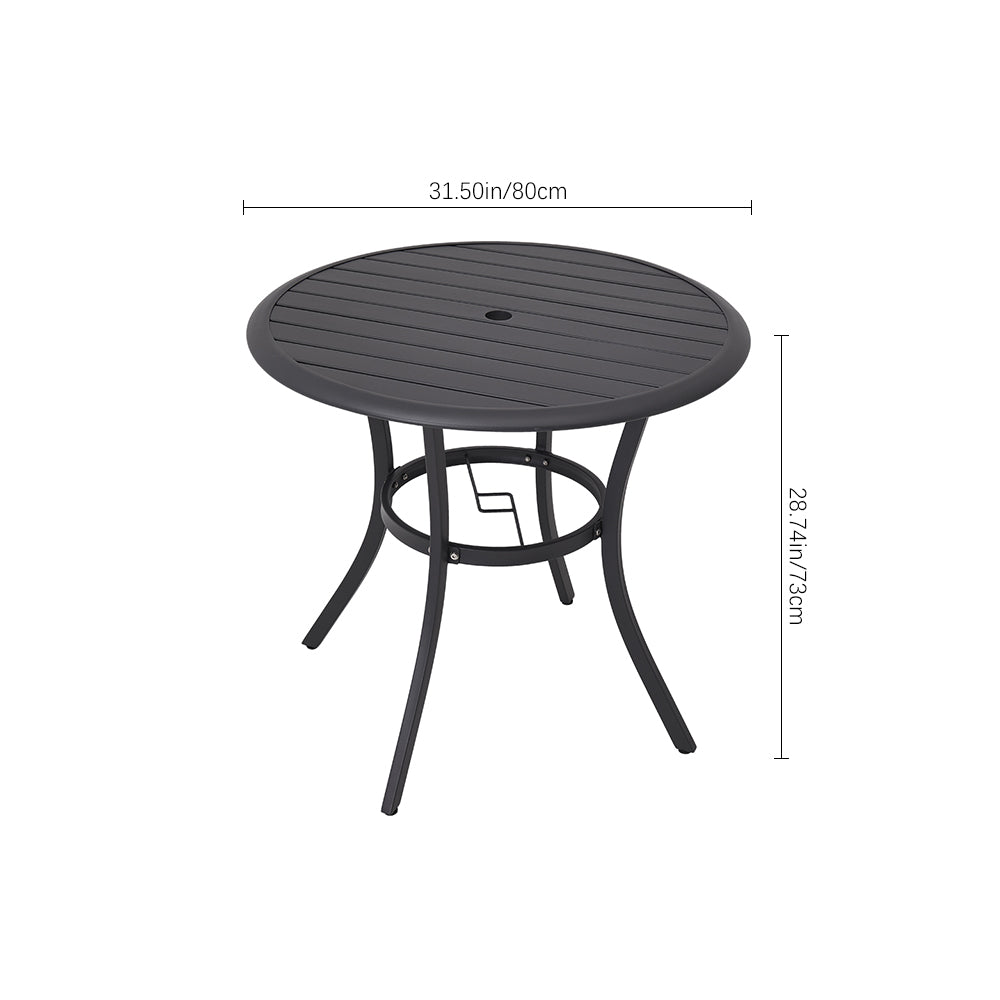 3-pieces Patio Dining Sets Metal Slatted Coffee Table With Foldable Chairs