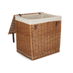 White Cotton Lined Boutique Double Steamed Laundry Baskets | Large | Brown