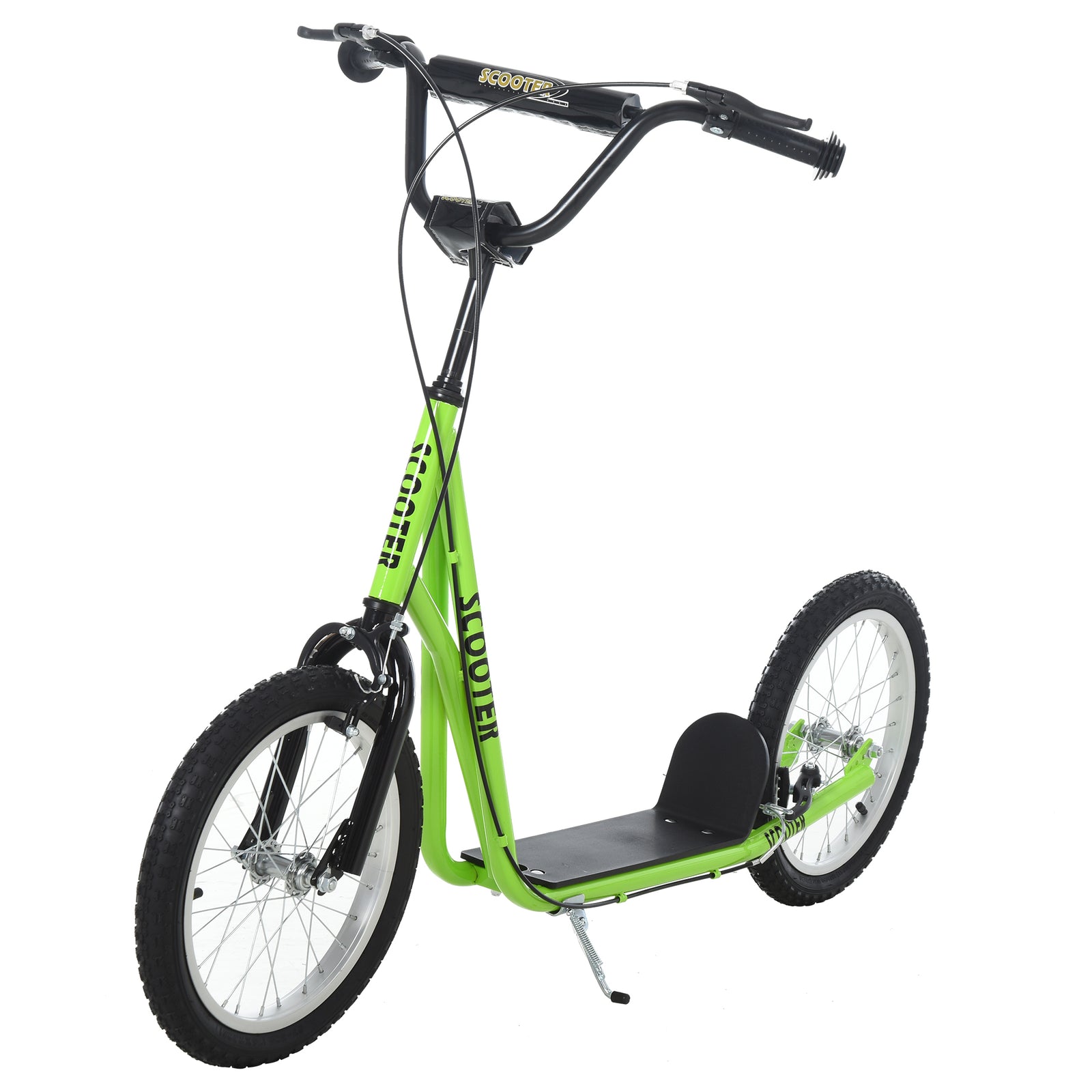90-96cm Kids Kick Scooter W/ Adjustable Handlebar Inflatable Wheels | Green