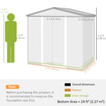 4.3 X  6.2ft Garden Metal Shed,ventilation Slots For Garden