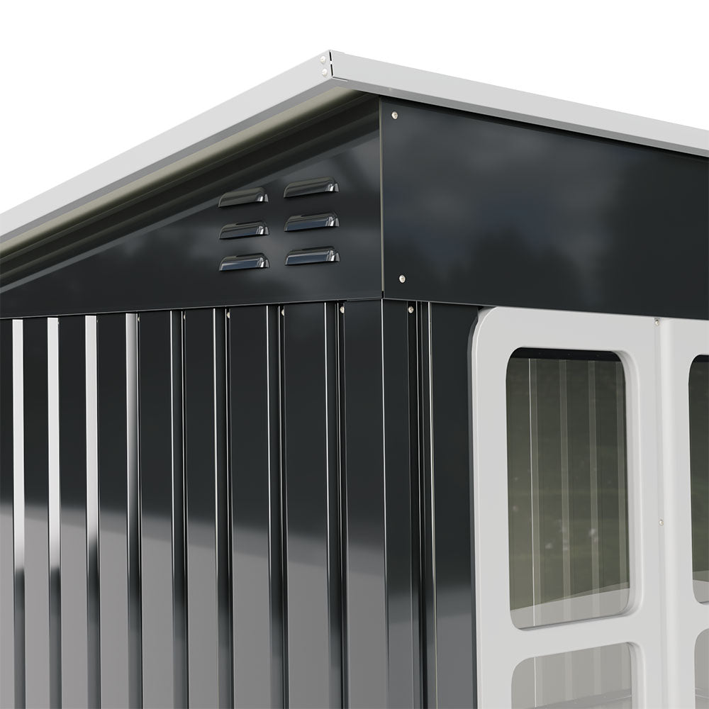 7.3x4ft Heavy Duty Outdoor Metal Garden Shed Lockable Weatherproof Storage Shed For Patio Or Backyard