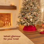 Velvet Christmas Tree Skirt 68cm Foldable Lightweight | Red