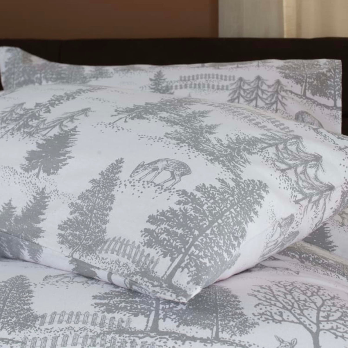 Richmond Park Cotton Printed Duvet Cover Set | Single | Grey