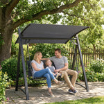 3 Seater Swing Chair, Garden Swing Bench With Adjustable Canopy | Grey
