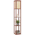 Modern Floor Lamp Light With 3 Shelves Fabric Lampshade | Brown