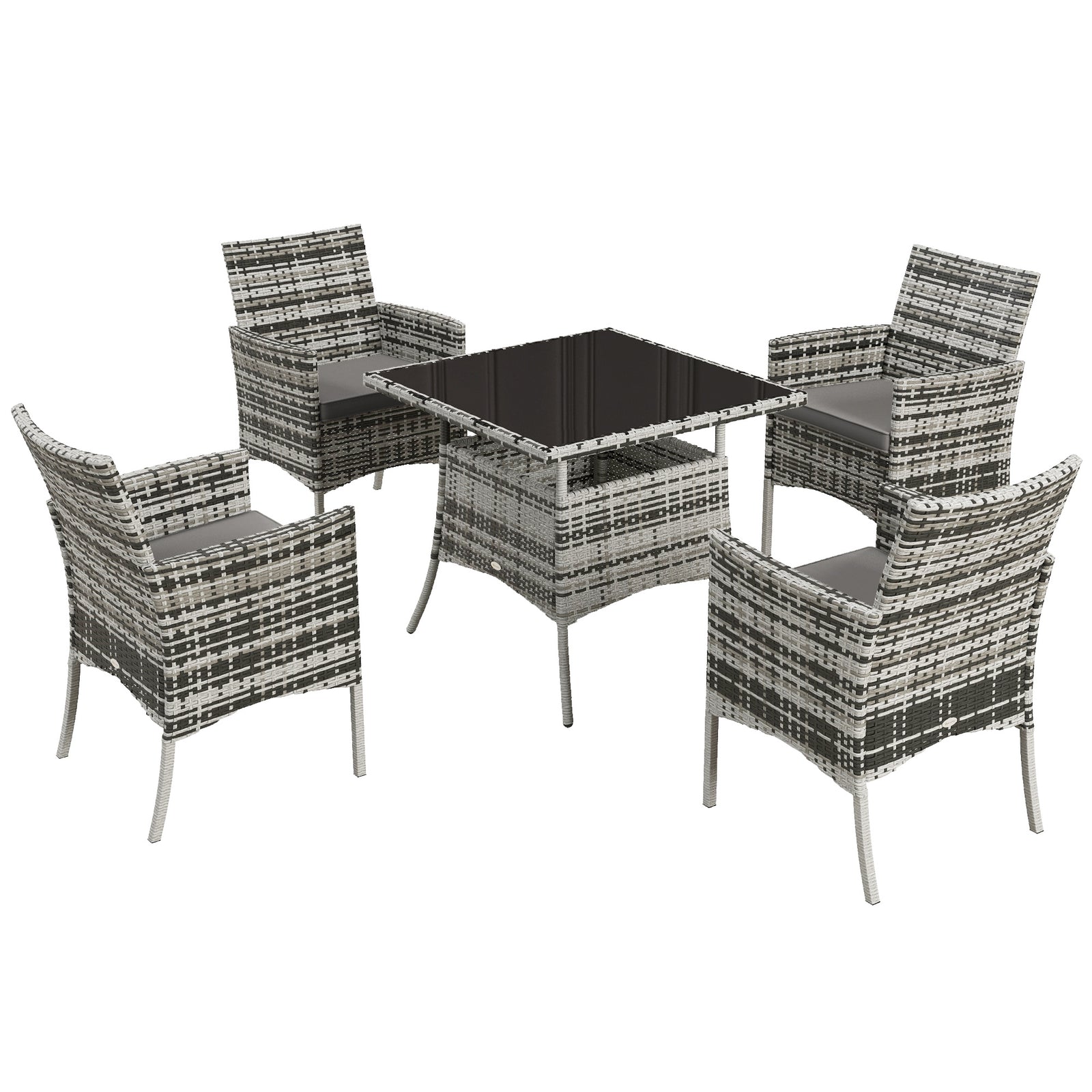 4 Seater Rattan Garden Set - Grey