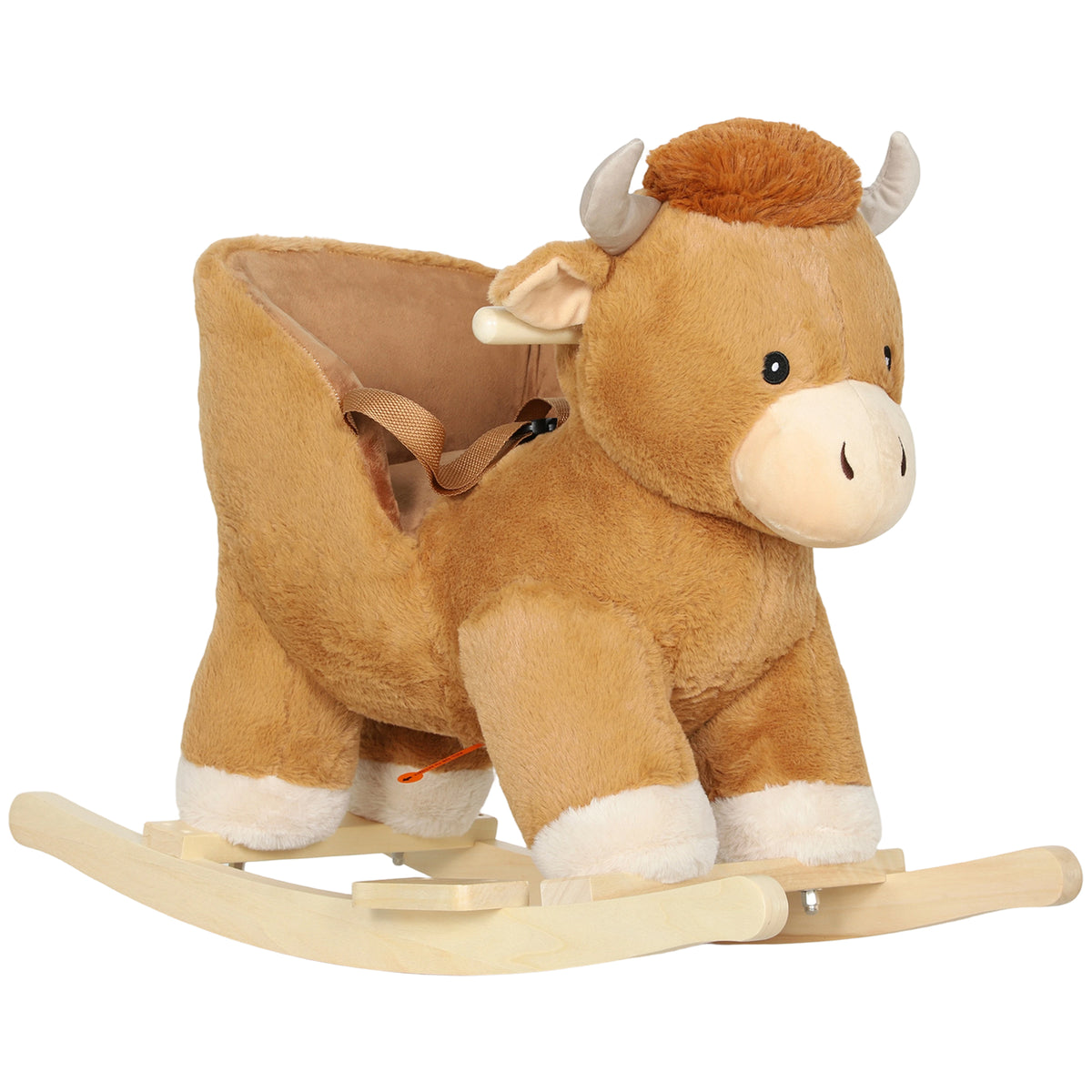 AIYAPLAY Baby Rocking Horse With Song, Safety Belt, Wood Base For 1-3 Years