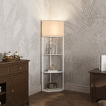Corner Modern Floor Lamp With Shelves For Living Room | One Size | White