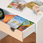 Two-piece Kids Desk And Chair Set Children Study Table W/ Storage
