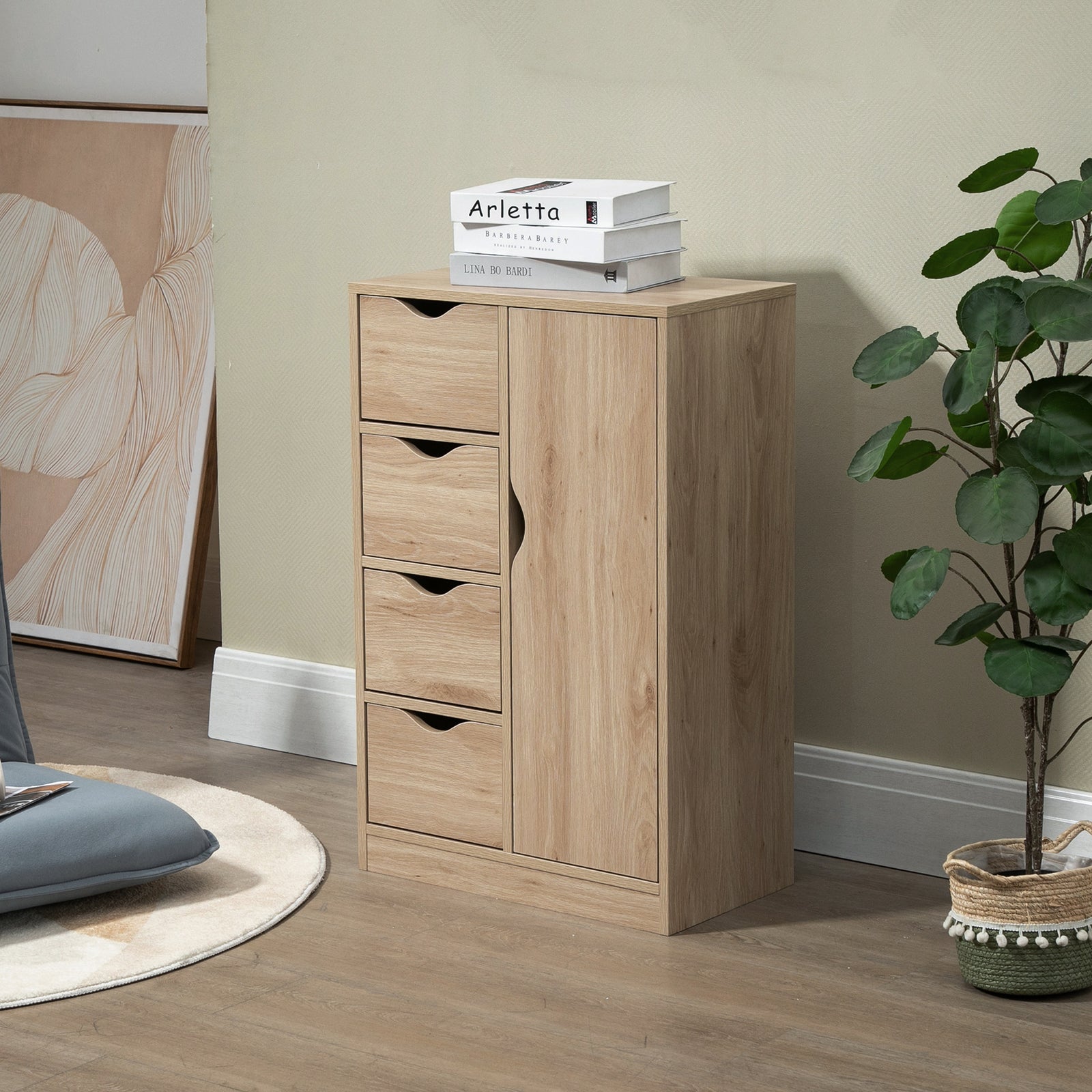 Freestanding Bathroom Cabinet With 4 Drawers Door Cupboard | One Size | Natura