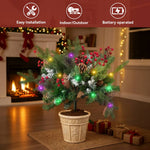 Pre-lit Artificial Christmas Tree Urn Filler With Tripod Stake