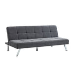 Modern Grey Fabric Sofa Bed With Folding Design – Tufted Upholstery, 28d Sponge Filling & Sturdy Iron Legs
