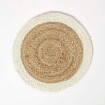 HOMESCAPES Natural & Cream Braided Jute Handwoven Round Placemats Set Of 4