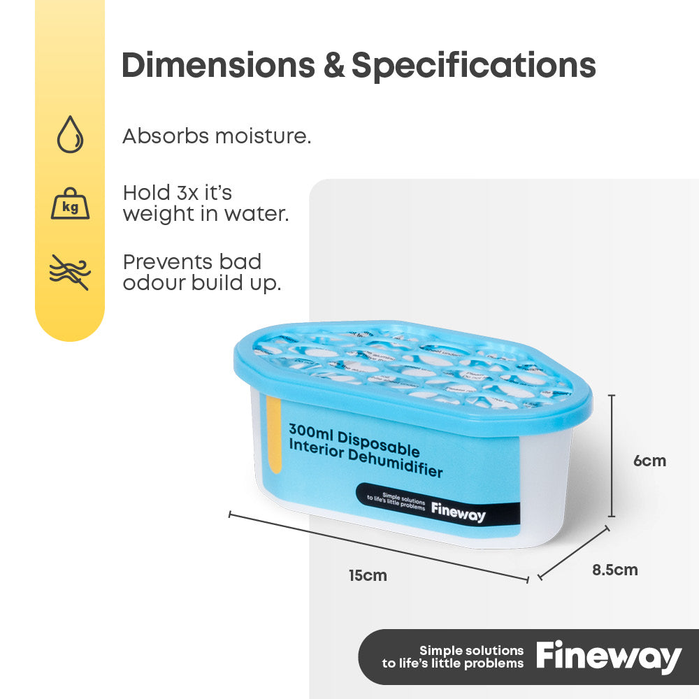 Fineway 300ml Disposable Moisture Absorber Tubs Pack Of 20