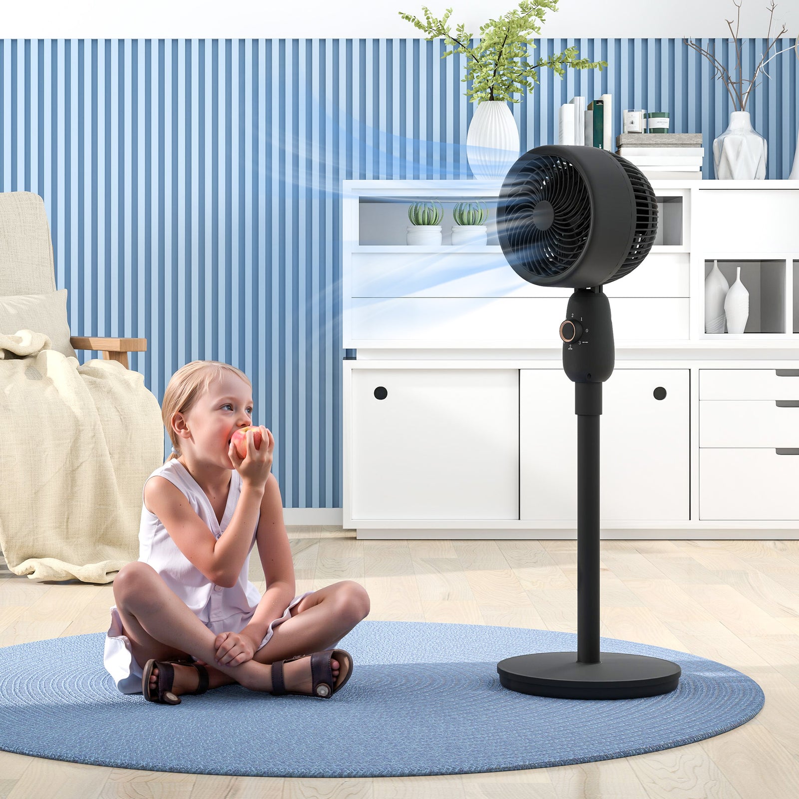 Pedestal Fan For Bedroom Powerful Air Circulator W/ 3 Speed | One Size | Black
