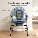 Commode Chair For Bedroom Folding Adjustable Bedside Toilet Shower Chair | Blue