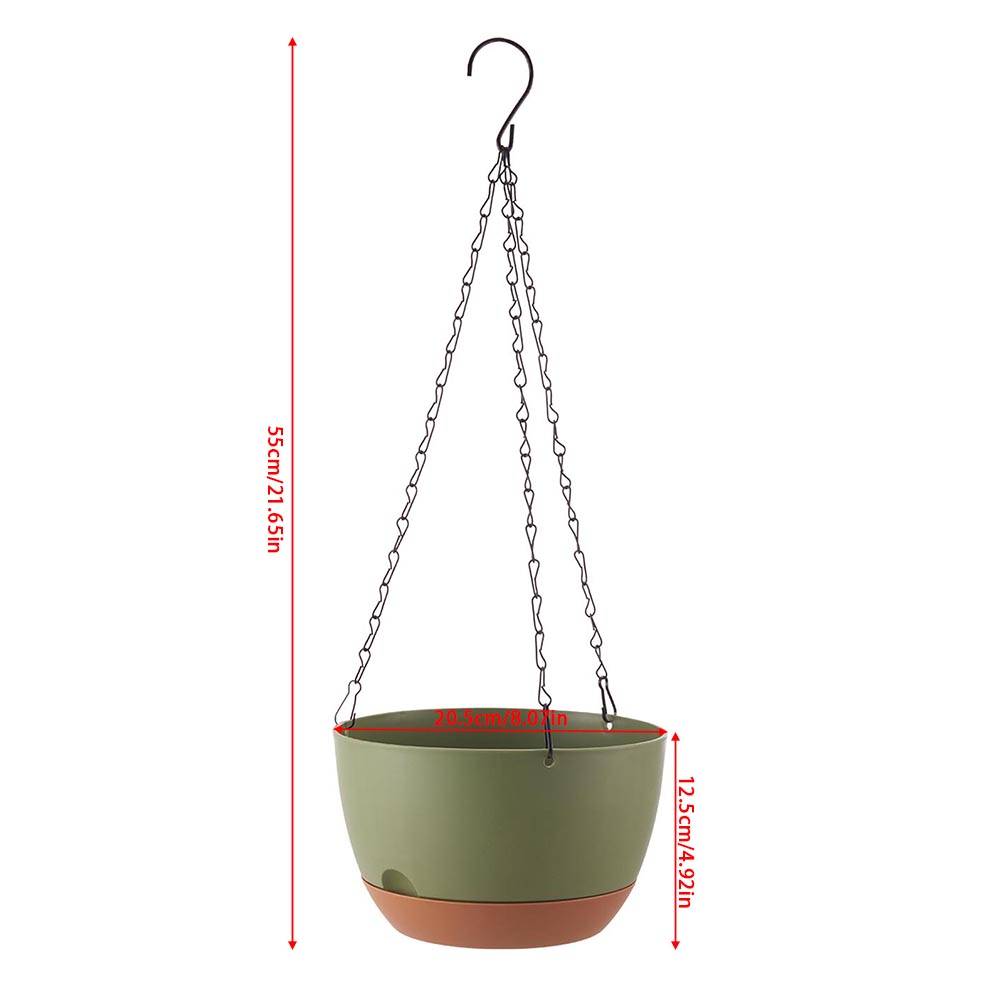 2pcs Hanging Round Plant Pot Set With Drainage Holes And Removable Water Trays
