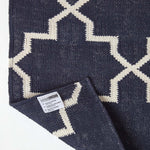 Edmonton Handwoven Navy Blue And White Cotton Geometric Kilim Rug | 150cm x 95cm | Navy Blue