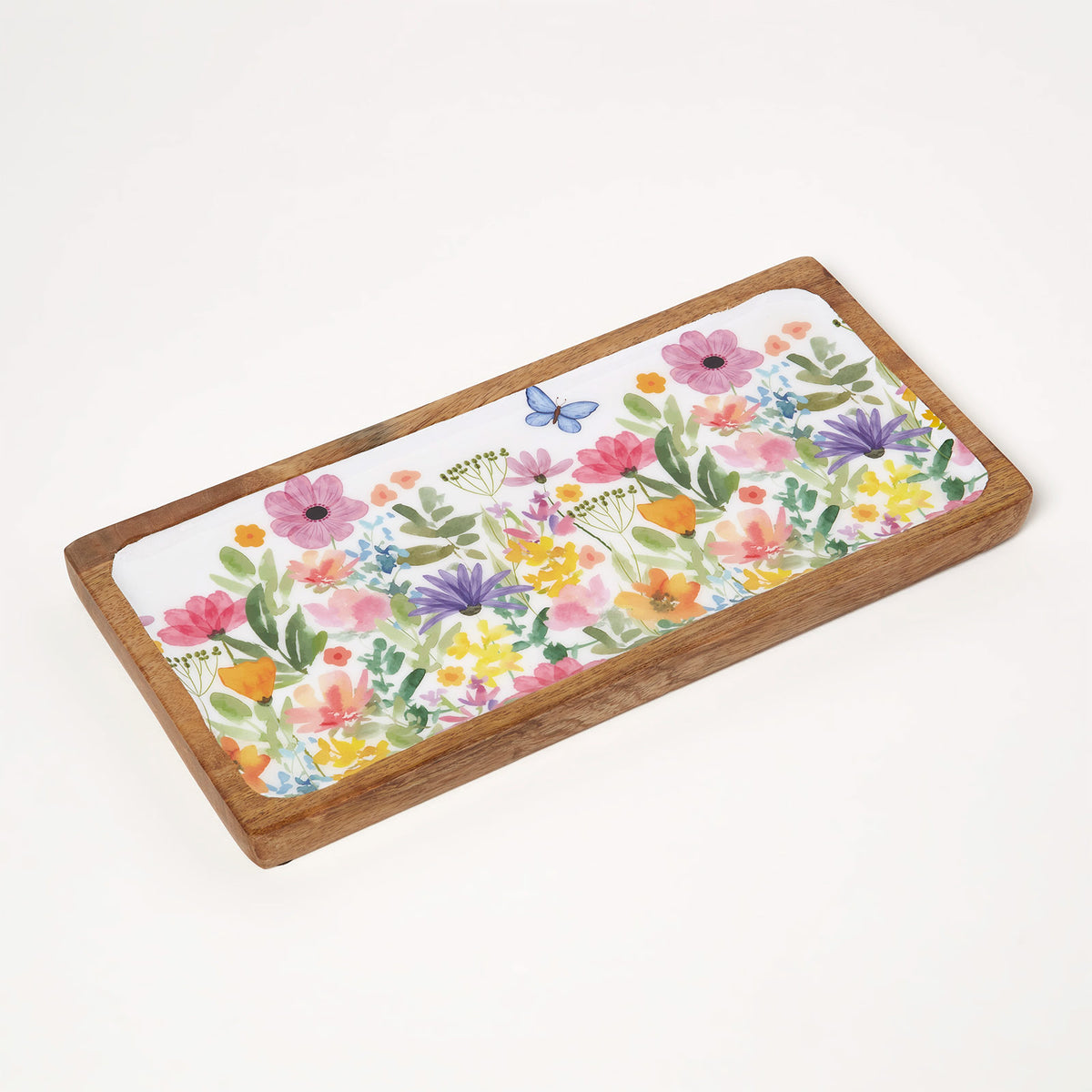 HOMESCAPES Spring Time Enamel Tray, 19 X 40cm
