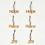 HOMESCAPES Set Of 3 Gold Christmas Ornaments Hope Joy Peace