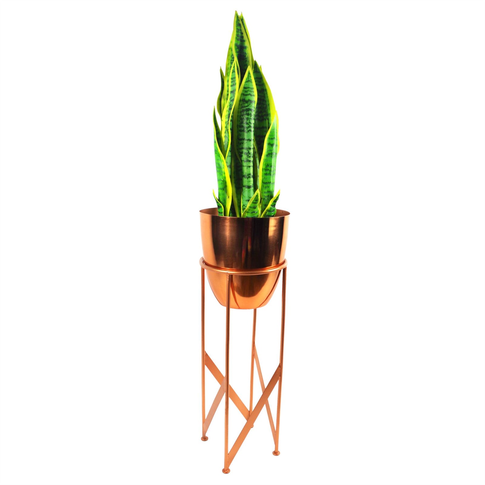 Artificial Yukka Plant Metal Planter Stand 90cm Tall Realistic Premium Botanik | Gold