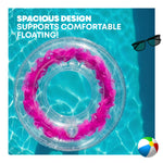 Transparent Inflatable Swim Ring With Faux Feathers | One Size | Pink