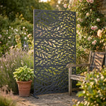 Indoor Outdoor Metal Privacy Screen - Leaf Pattern | Anthracite Grey