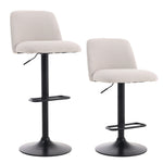 2 Set Swivel Counter Bar Stools With Mid Backrest | Beige