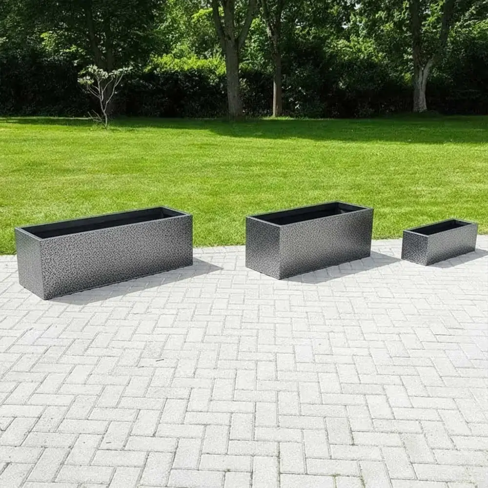 Zinc Galvanised Trough Planter | 120cm x 40cm x 40cm | Silver Black