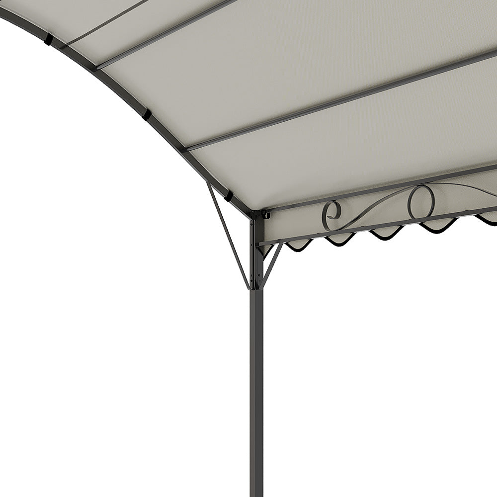 3m X 4m Outdoor Gazebo With Arched Roof Black Steel Frame & Pu-coated Polyester Canopy, Sun Shelter For Garden, Patio Or Backyard