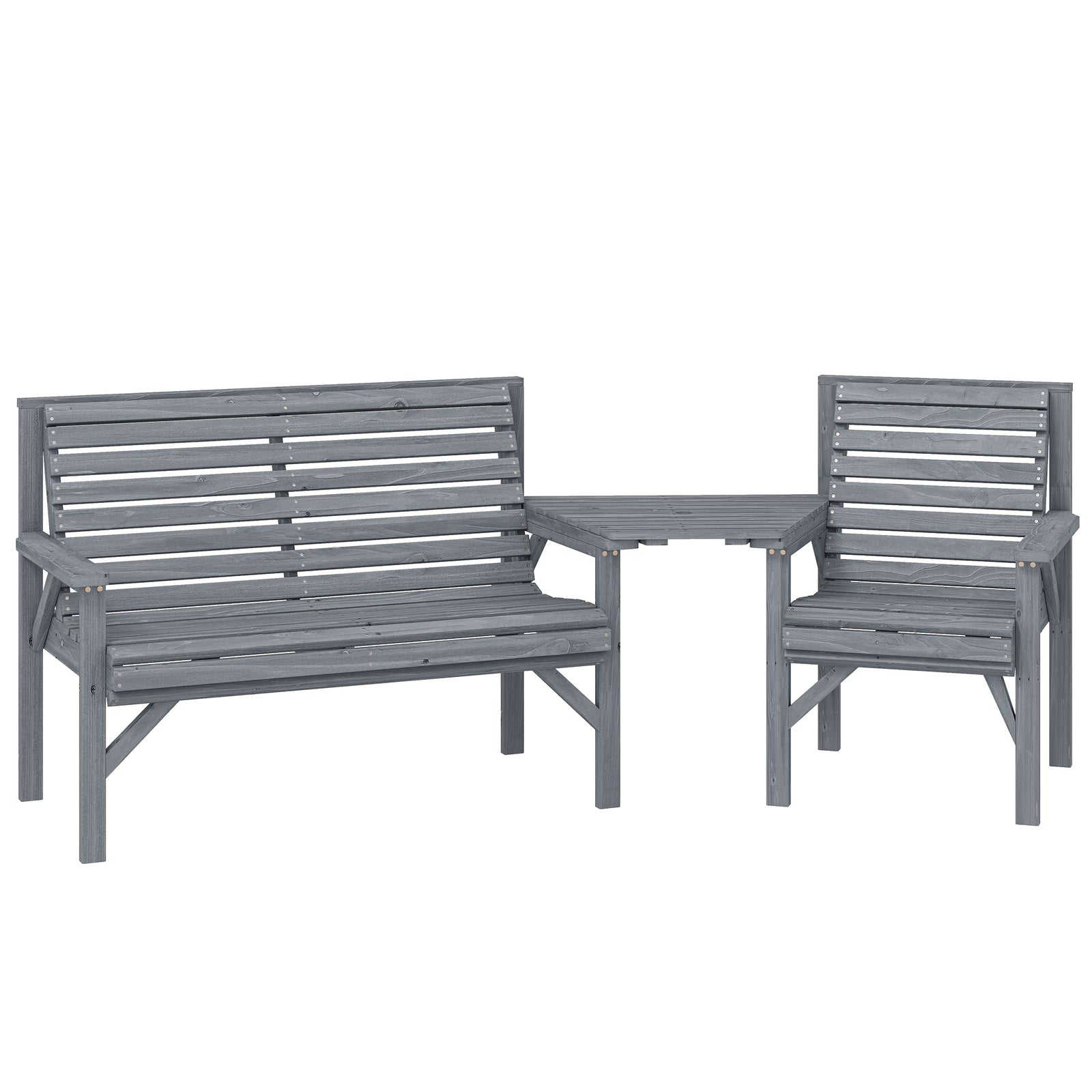 Wood Garden Furniture Set W/ Parasol Hole, Detachable Table | Grey