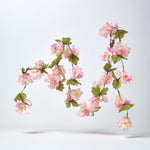 HOMESCAPES Set Of 3 Cream, Cerise & Pink Artificial Blossom Flower Garlands, 5 Ft