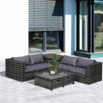 Rattan Furniture Sofa Storage Table Set W/ 2 Drawers Table | Gray