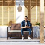 Rattan Garden Bench W/ 125l Storage, Cushioned Outdoor Bench | Brown
