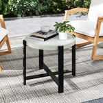 60cm Round Garden Table, Light Grey