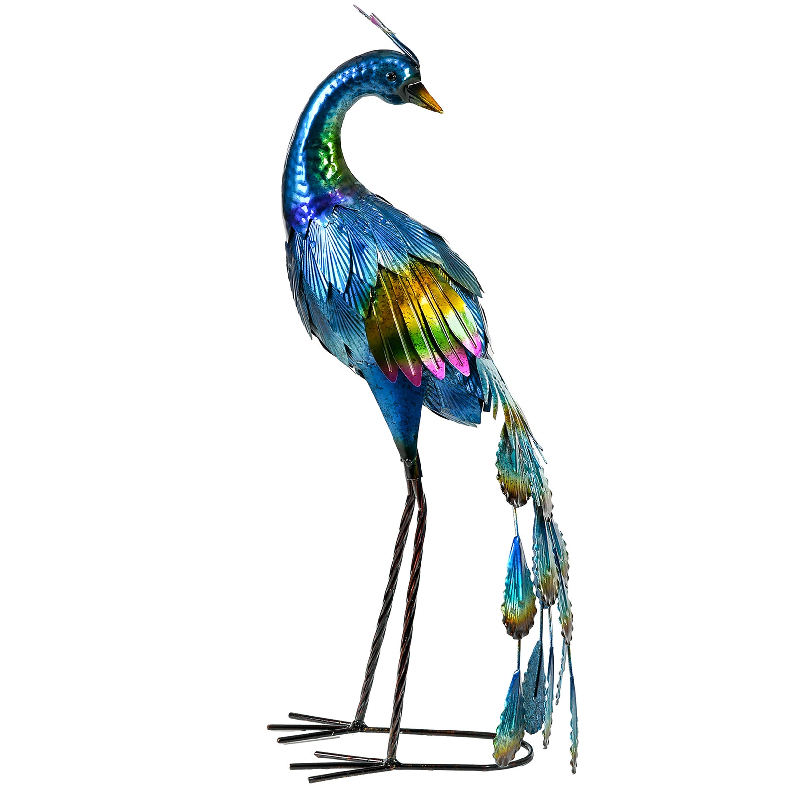 59cm Peacock Garden Statue, Steel Lawn Decor, Gift