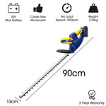 20v Cordless Electric Hedge Trimmer 51cm Cutting Lightweight Garden Handheld Cutter Battery Charger & Safety Blade Guard