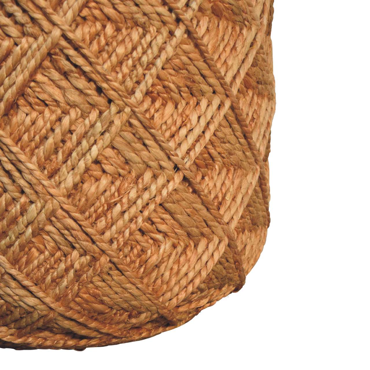 Artisan Furniture Solid Wood Jute Fiber Footstool Large Pattern
