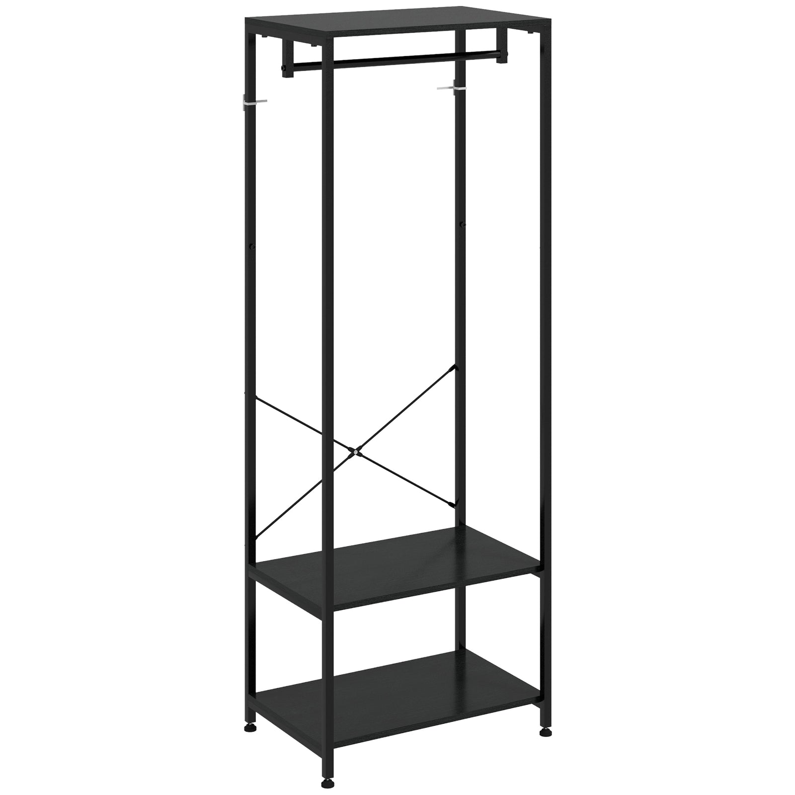 Coat Rack 2-in-1 Clothes Stand With Shoe Storage For Hallway | One Size | Black