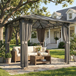 3 X 3 M Hardtop Gazebo With Pc Roof, Aluminium Garden Gazebo | Tan