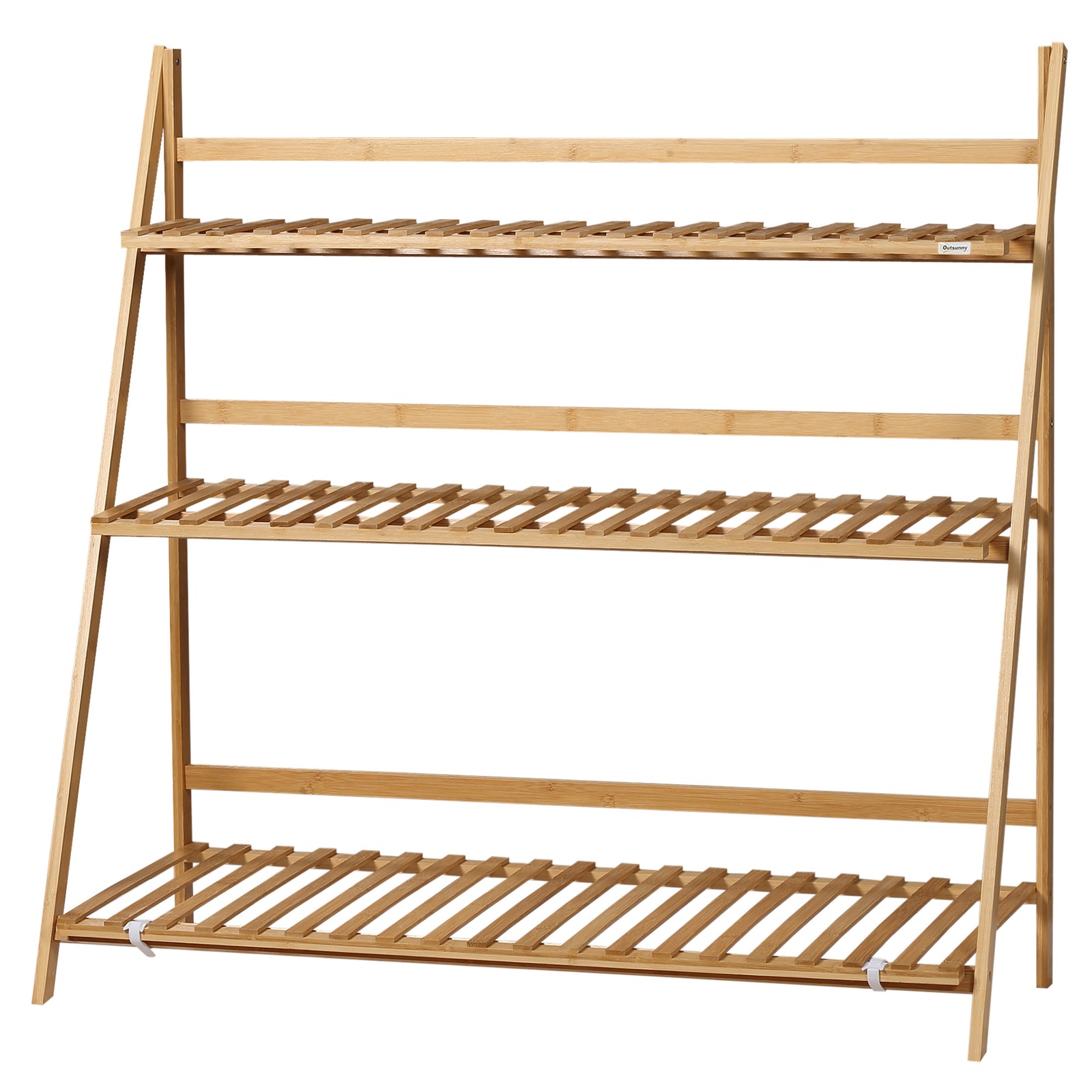 3-tier Folding Bamboo Plant Stand Display Shelf Rack Outdoor