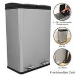 60l Dual Pedal Bin | Silver