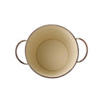 2-piece Retro Metal Plant Pot Set With Wooden Handle | Set of 2 | Cream & White