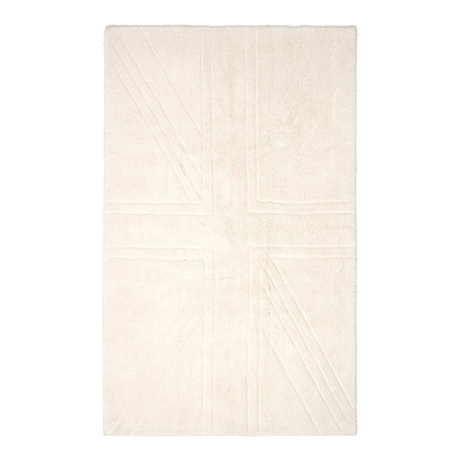 Cotton Tufted Rug Union Jack Plain Embossed Mat | 50cm x 75cm | Ivory