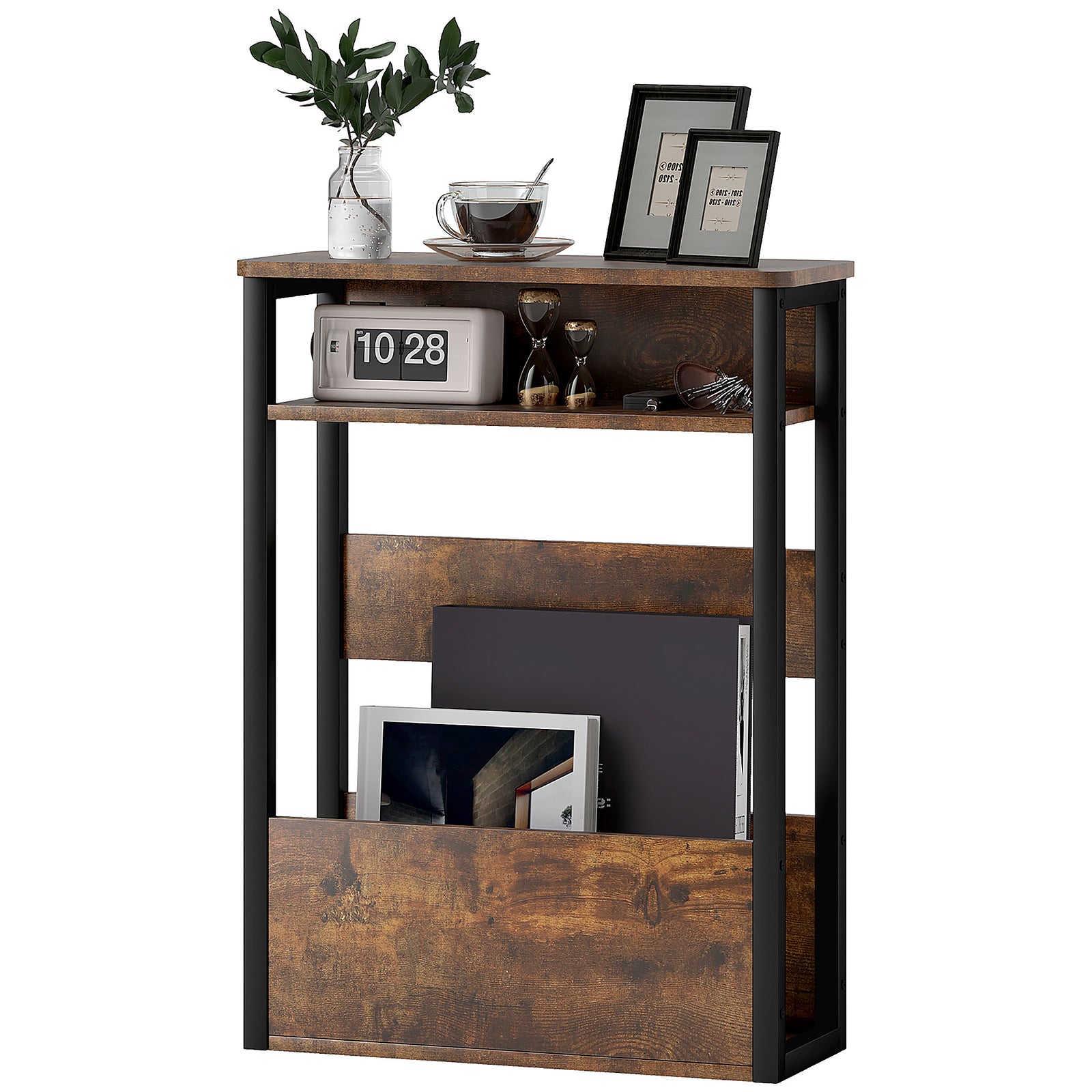 Narrow Side Table With Storage, Bedside End Table