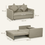 2 Seater Sofa Bed Convertible Bed Settee W/ 2 Cushions | Brown
