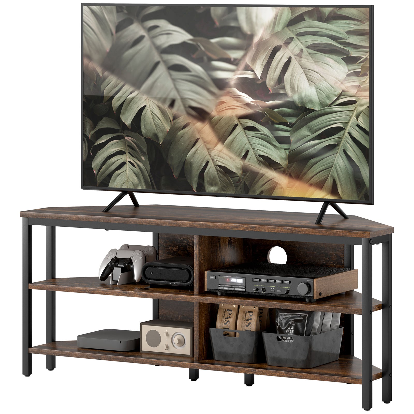 50" Tv Stand Cabinet, Tv Unit With Storage Shelves