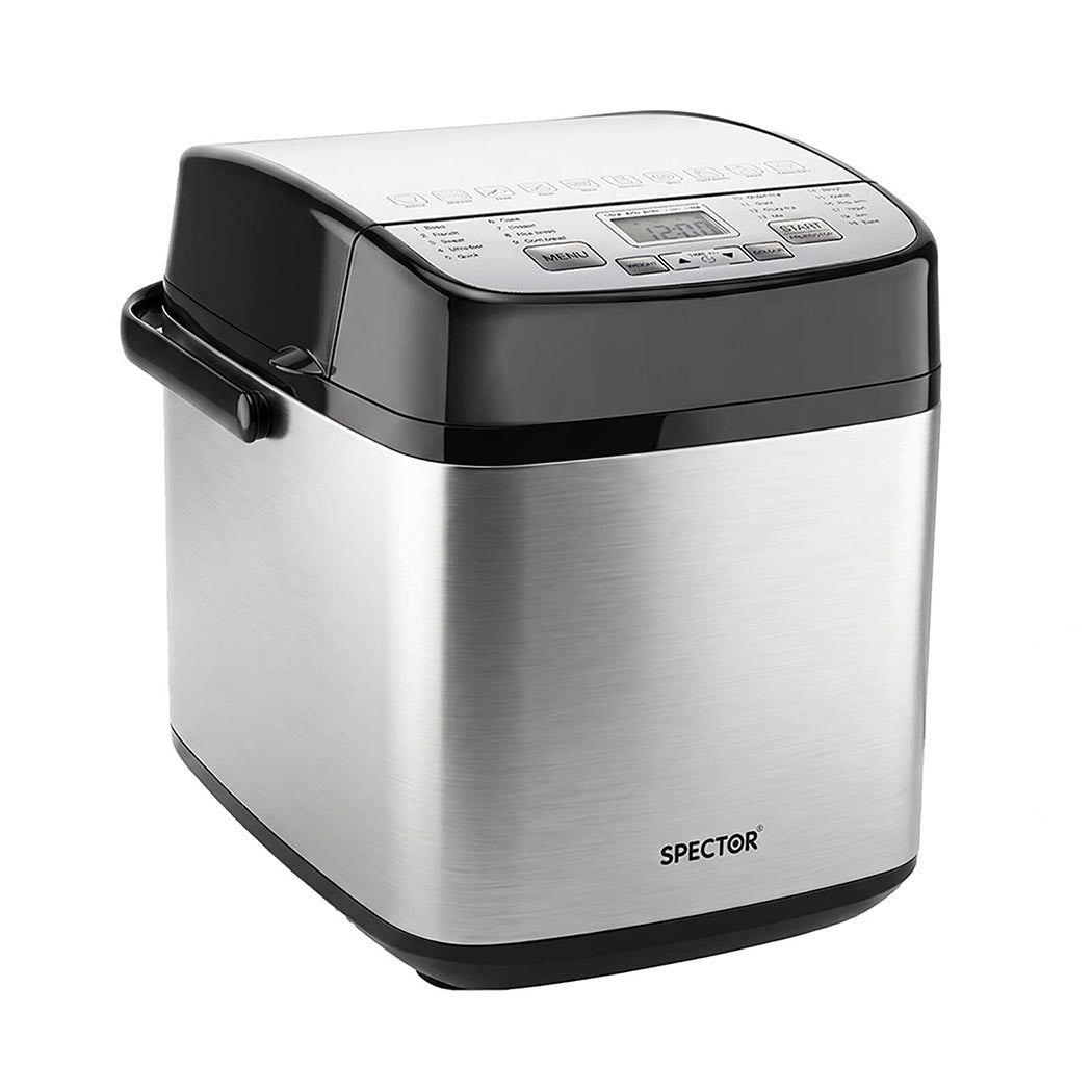 Spector Bread Maker 19 In 1 Compact Machine 15h Timer 1.5lb Black Silver