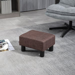 Chic Linen Fabric Footstool Ottoman Cube 4 Plastic Legs | One Size | Brown
