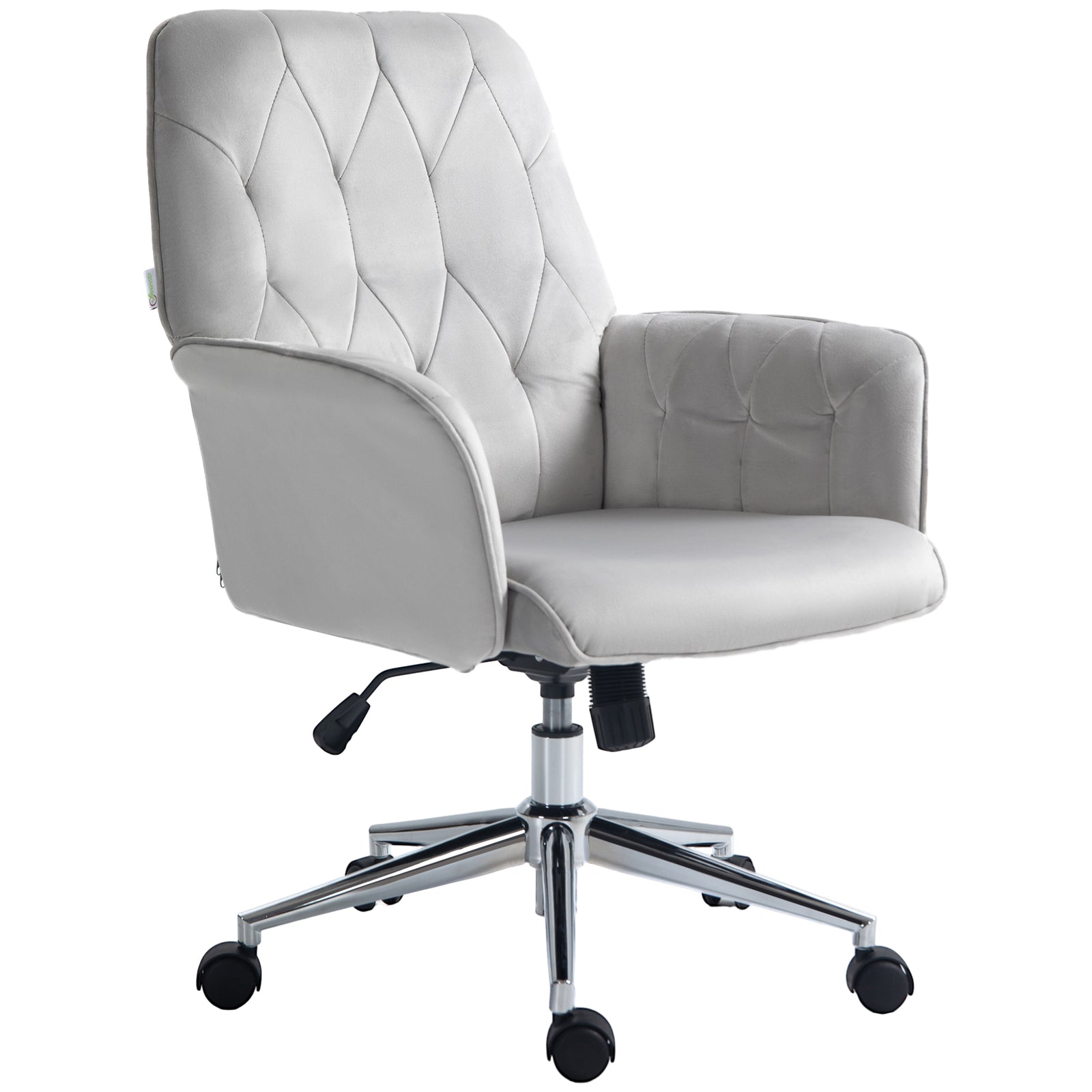 Tufted Swivel Computer Chair W/ Arm | Dove Gray